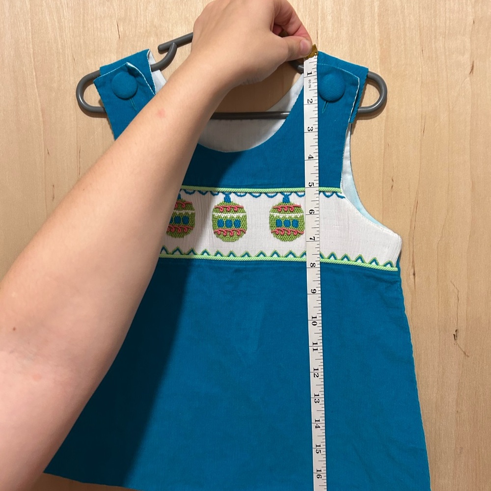 Smocked Holiday Kids Tank Top with Embroidery and Button Detail - Picture 8 of 8